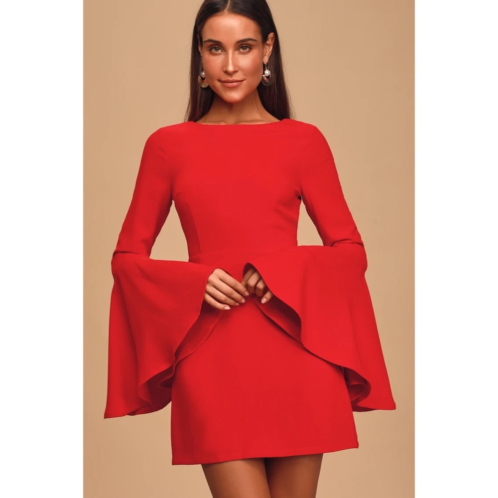 Keep Groovin' Red Backless Long Sleeve Mini Dress